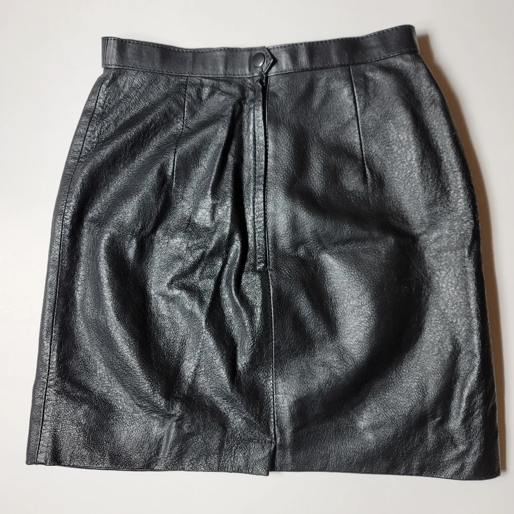VTG Genuine Leather Mini Skirt, Size Small Biker Moto 90s Vintage - Picture 4 of 9